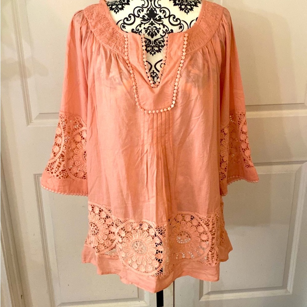 Peach Crochet Tunic